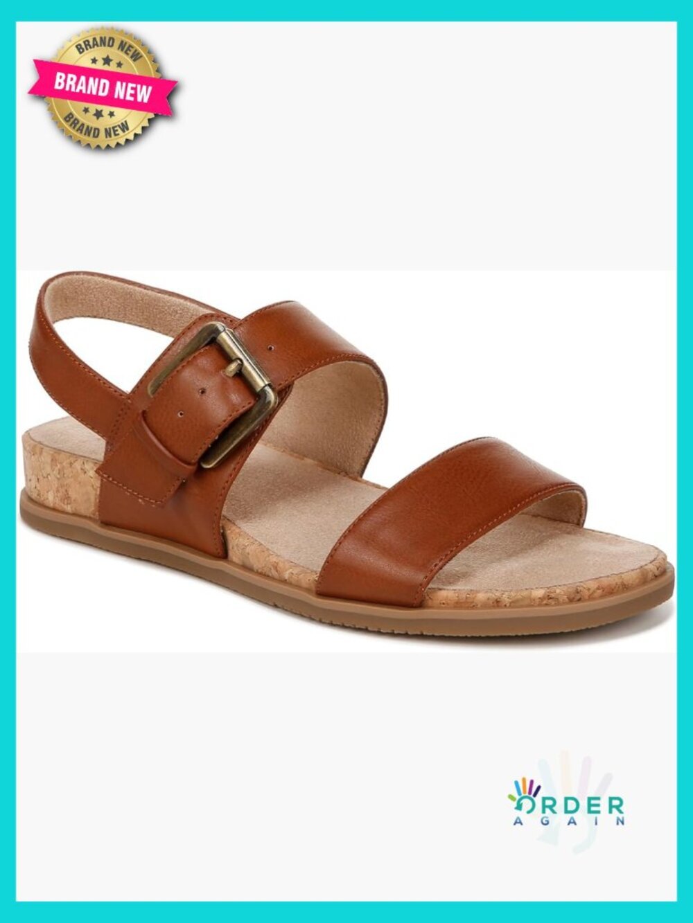 Sling Sandal Wedge with Metallic Buckle - Comfort Arch Support Memory Foam